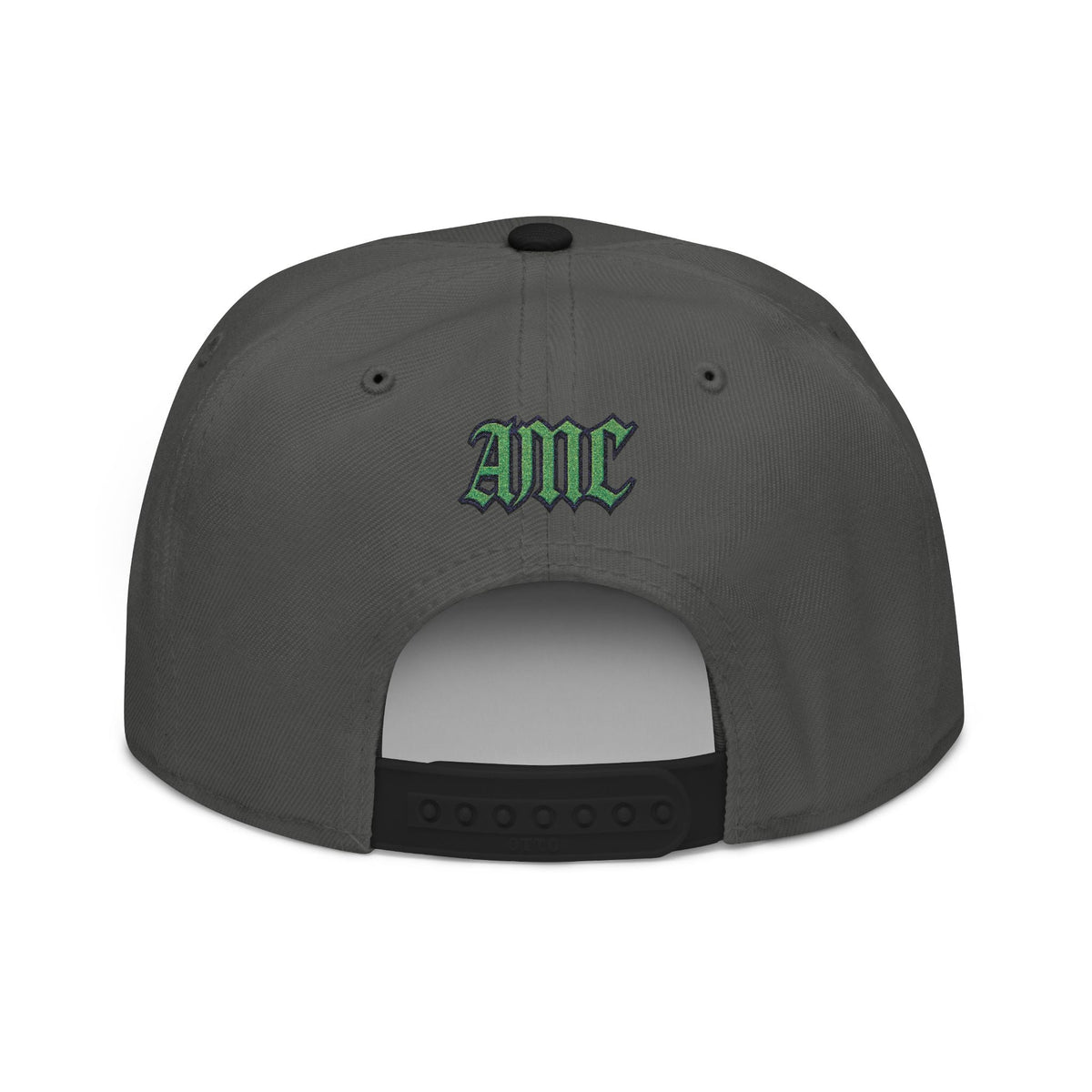 A5 Streetwear Snapback Hat – Green Embroidered Logo - One size / Black/Charcoal gray/Charcoal gray