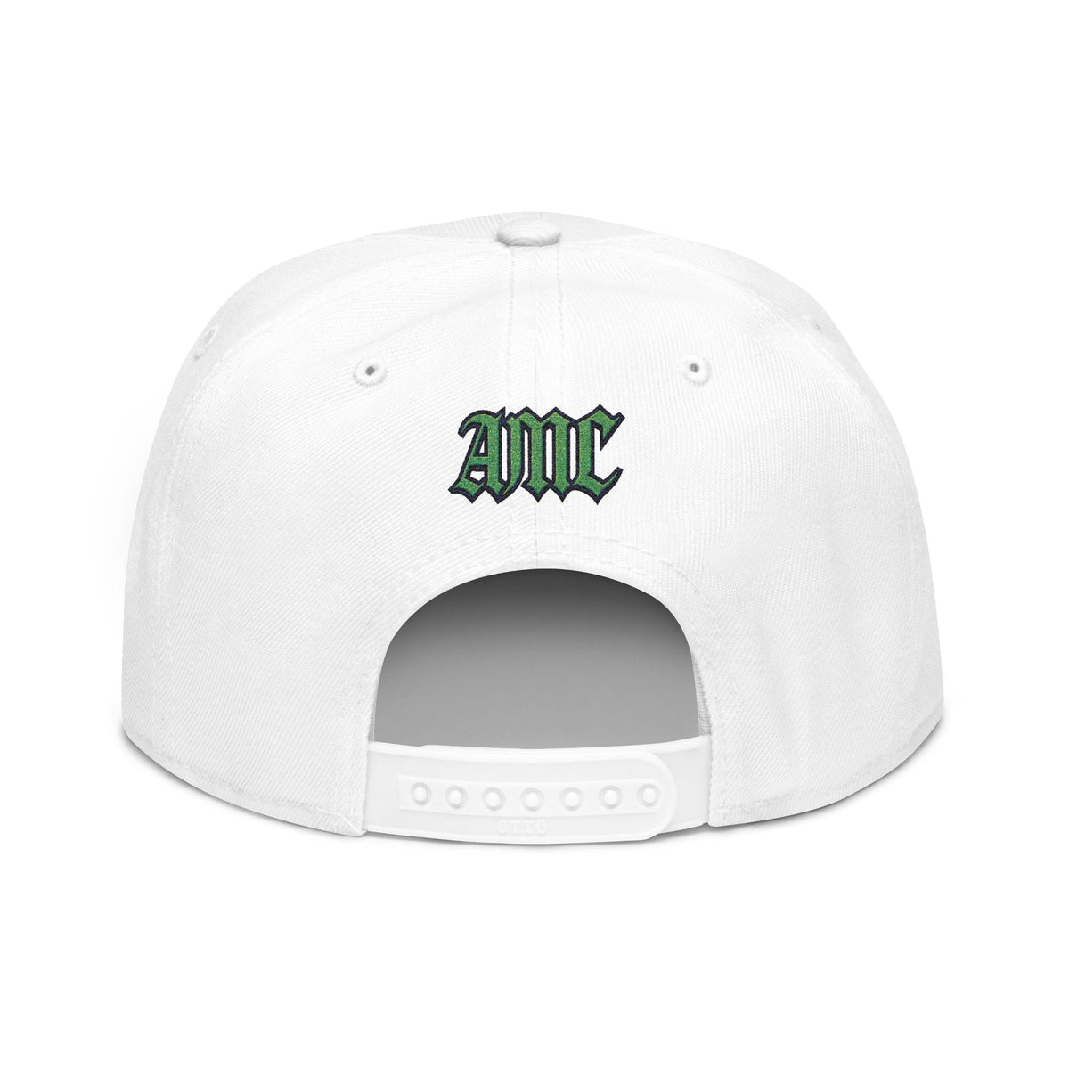 A5 Streetwear Snapback Hat – Green Embroidered Logo - One size / White