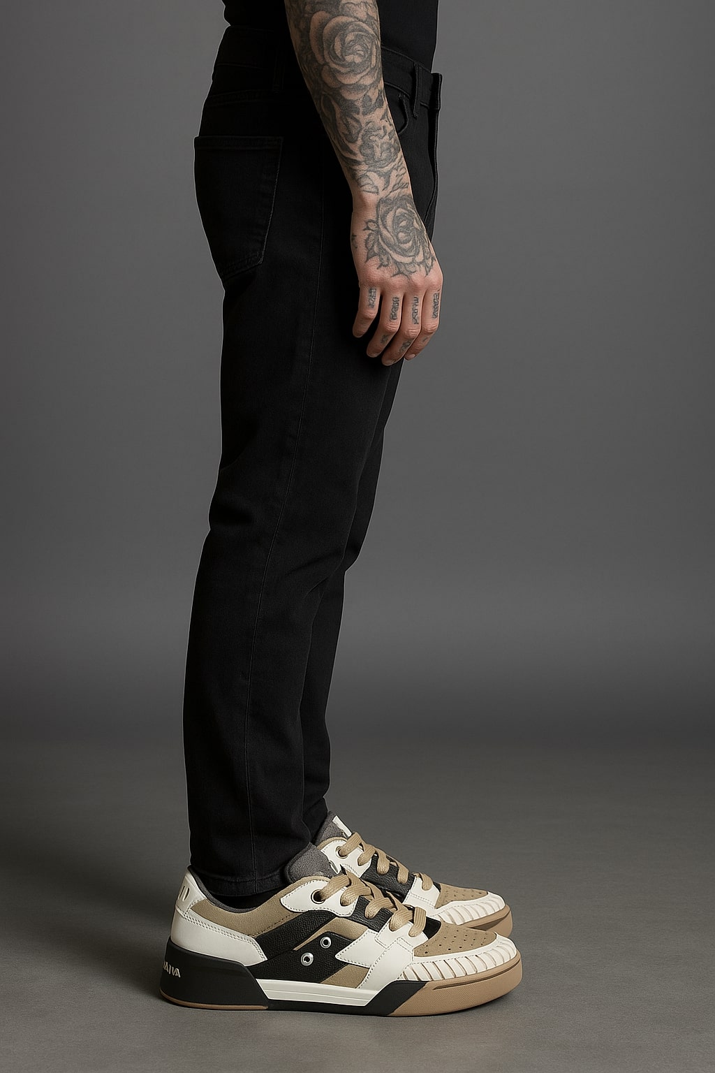 Dolce & Gabbana Beige White Low Top Sneakers