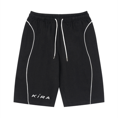 Unisex Piping Drawstring Shorts