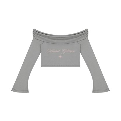 Women's Off-the-Shoulder Bell Sleeve Crop T-Shirt