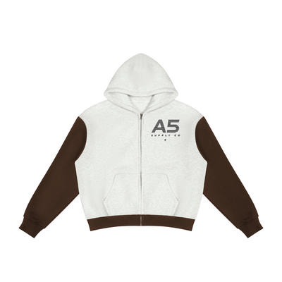 Unisex Color Block Fleece Full Zip Hoodie - hover