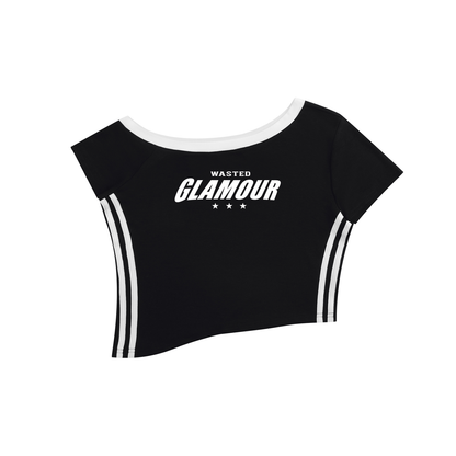 Women's Color Block Off-the-Shoulder T-Shirt