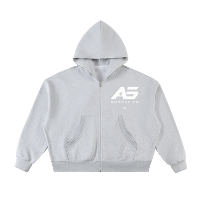 Fleeced Full-Zip Boxy Hoodie