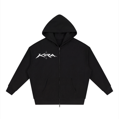 Unisex Loose Solid Full Zip Hoodie