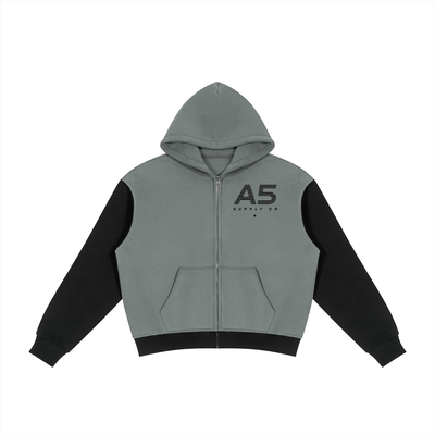 Unisex Color Block Fleece Full Zip Hoodie - hover