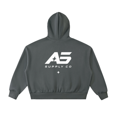 Fleeced Full-Zip Boxy Hoodie - hover