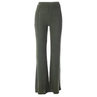 Khaki Knitted Wide Leg Pants