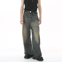 BLÅ TVÄTTADE BAGGY JEANS