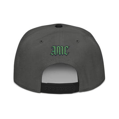A5 Streetwear Snapback Hat – Green Embroidered Logo - One size / Black/Charcoal gray/Charcoal gray