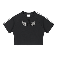 Ariva Streetwear Angel Wings ‘A’ Black Cropped Tee - Black / S