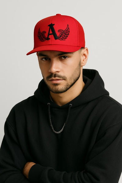 Ariva Streetwear “Winged A” Trucker Cap –  Solid Red Edition - hover