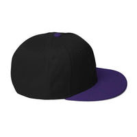 Black and purple flat-brimmed snapback hat for stylish streetwear enthusiasts