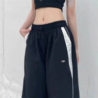 Black Wide Leg Cargo Trousers Women - Women’s Cargo Pants
