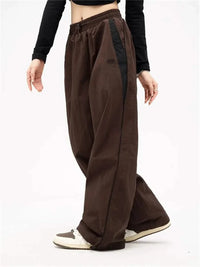 Black Wide Leg Cargo Trousers Women - brown / XL - Women’s Cargo Pants