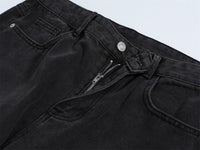 Black denim jeans with zipper.