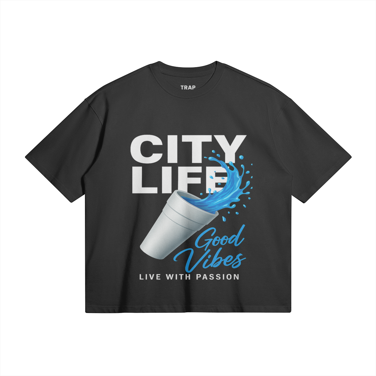 City Life Graphic Boxy Tshirt - Black / S