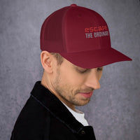 Maroon trucker hat, adjustable snapback style, perfect for trendy streetwear enthusiasts