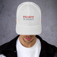 White adjustable snapback trucker hat in Classic Snapback Trucker Cap design