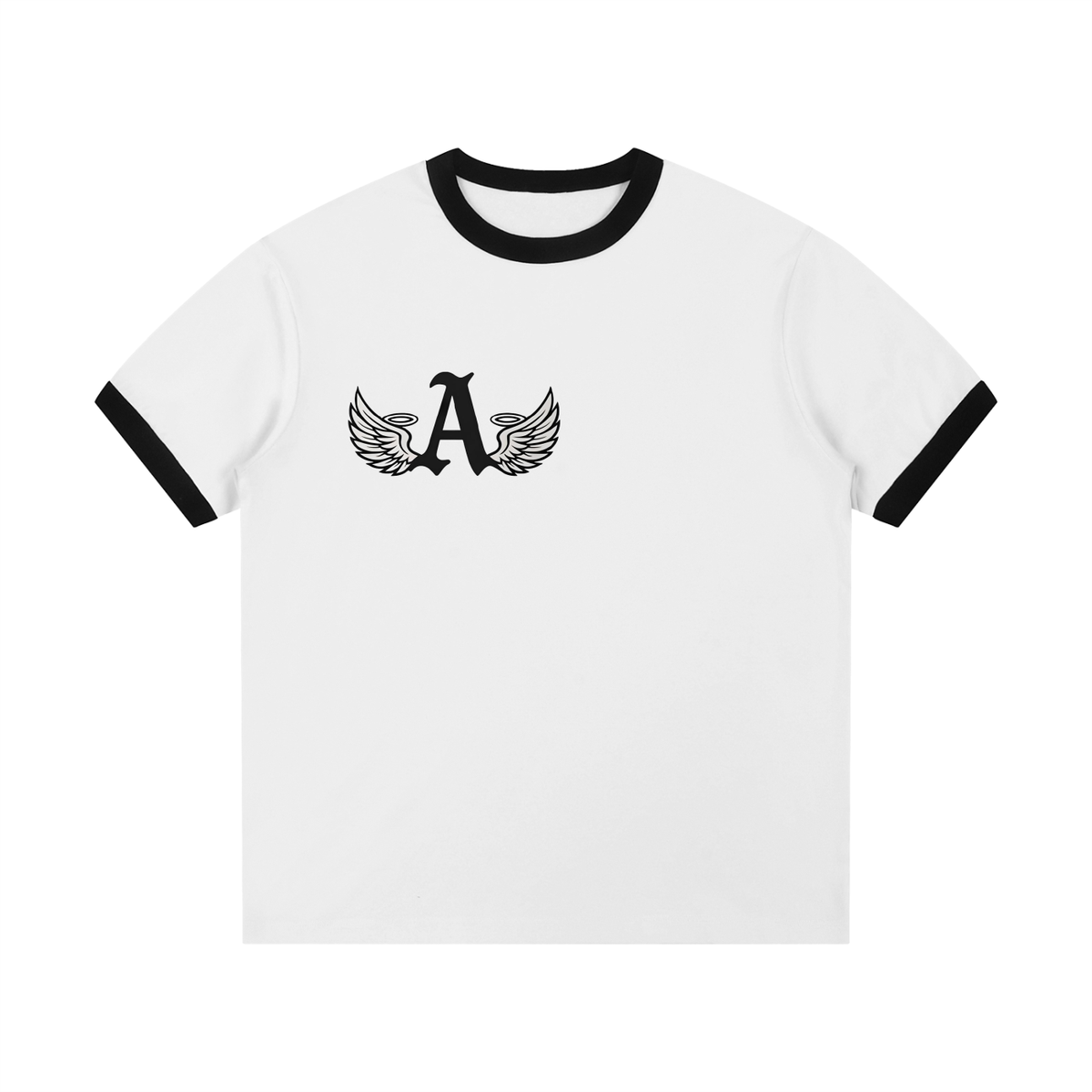 Contrast Edge Ribbed Crewneck T-Shirt - White / S