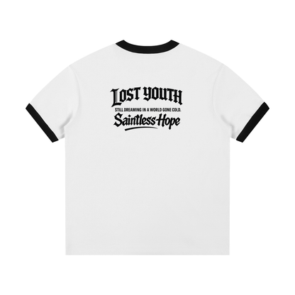 Contrast Edge Ribbed Crewneck T-Shirt