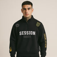 DEDICATION Flame Sleeve Varsity Zip Sweatshirt - Black