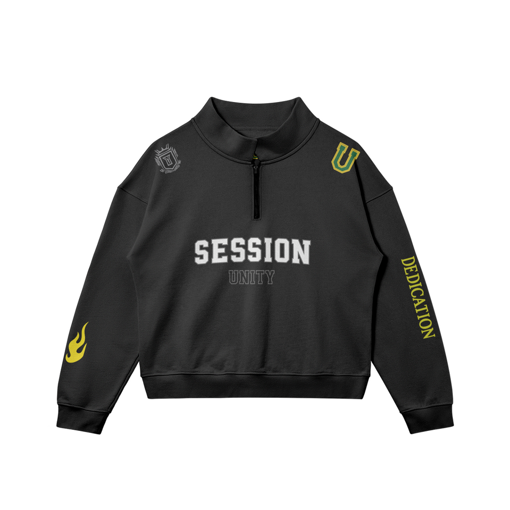 DEDICATION Flame Sleeve Varsity Zip Sweatshirt - Black - Black / S