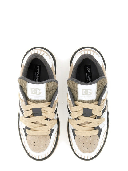 Dolce & Gabbana Beige White Low Top Sneakers