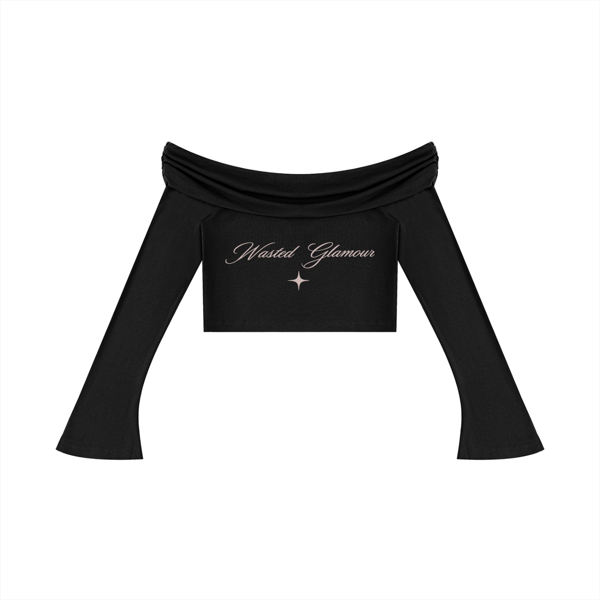 Women's Off-the-Shoulder Bell Sleeve Crop T-Shirt