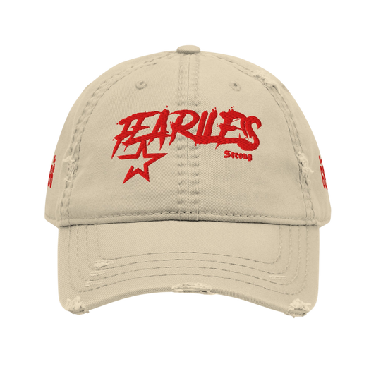 Fearless Distressed Dad Cap - Beige - Beige / One size