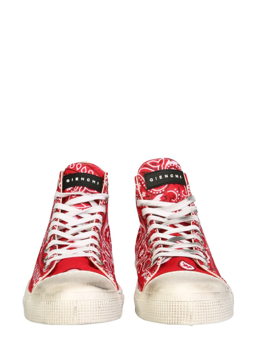 GIENCHI Red Bandana High Top Canvas Sneakers