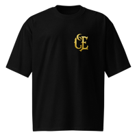 Gold CE Lettering T-Shirt Black Oversized - S
