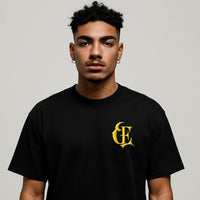 Gold CE Lettering T-Shirt Black Oversized