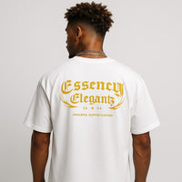 Gold CE Lettering T-Shirt White Oversized