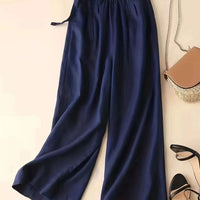 Mittoshop Seam Detail Wide Leg Denim Jeans in Medium Blue