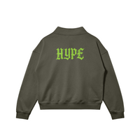 HYPE CLOTHING™ Neon Dropout Half-Zip Sweatshirt - Green - Charcoal Grey / S