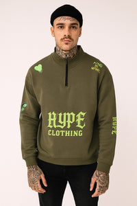 HYPE CLOTHING™ Neon Dropout Half-Zip Sweatshirt - Green