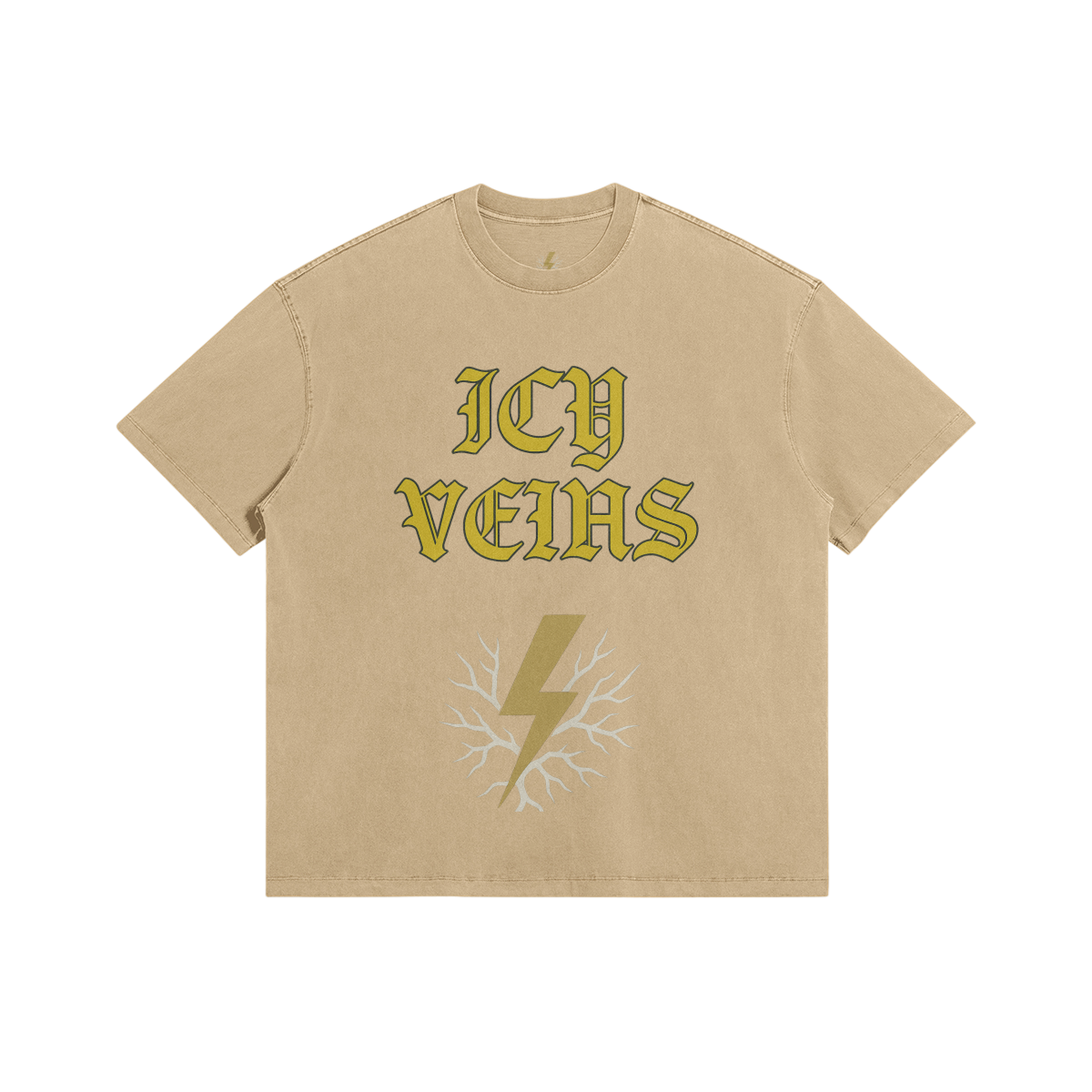 Icy Veins Graphic Tee - Beige - Khaki / XS
