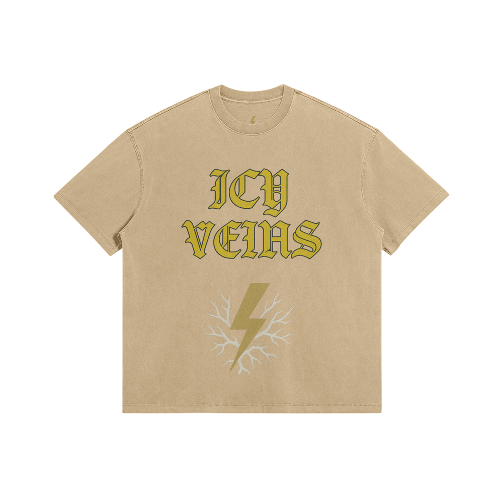 Icy Veins Graphic Tee - Beige - Khaki / XS