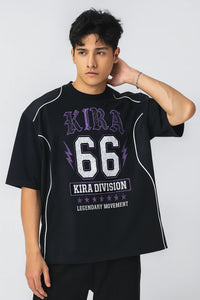 KIRA League ’23 Gothic Mesh Panel Jersey Tee VIOLET BLACK