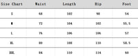 Clothing size chart.