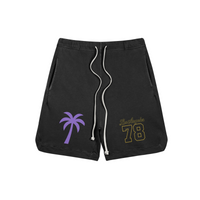 Los Angeles 78 Palm Tree Black Sweatshorts - Faded Black / M