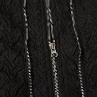 Black textured fabric with silver zippers for MA1 Quilted White Bomber Jacket