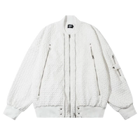 White textured MA1 Quilted Bomber Jacket displayed on a simple background