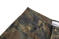 Camouflage-patterned pants.