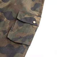Camouflage cargo pants pocket.