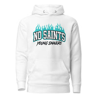 No Saints White Pullover Hoodie - Blue Flames