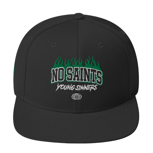 No Saints Young Sinners Green Black Snapback Hat - Black / One size
