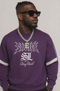 Savage Stay Real Graphic Crewneck - PURPLE