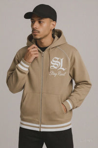 Savage SL "Stay Real" Beige Zip Hoodie